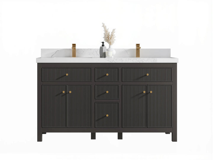Sonoma 60 in W x 22 in D Free Standing Reeded Double Sink Bathroom Vanity - photo 1