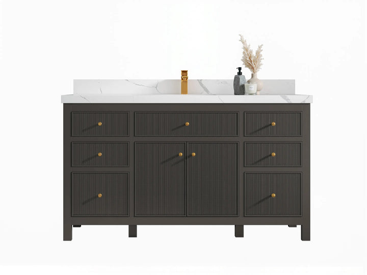 Sonoma 60 in W x 22 in D Free Standing Reeded Single Sink Bathroom Vanity - photo 1