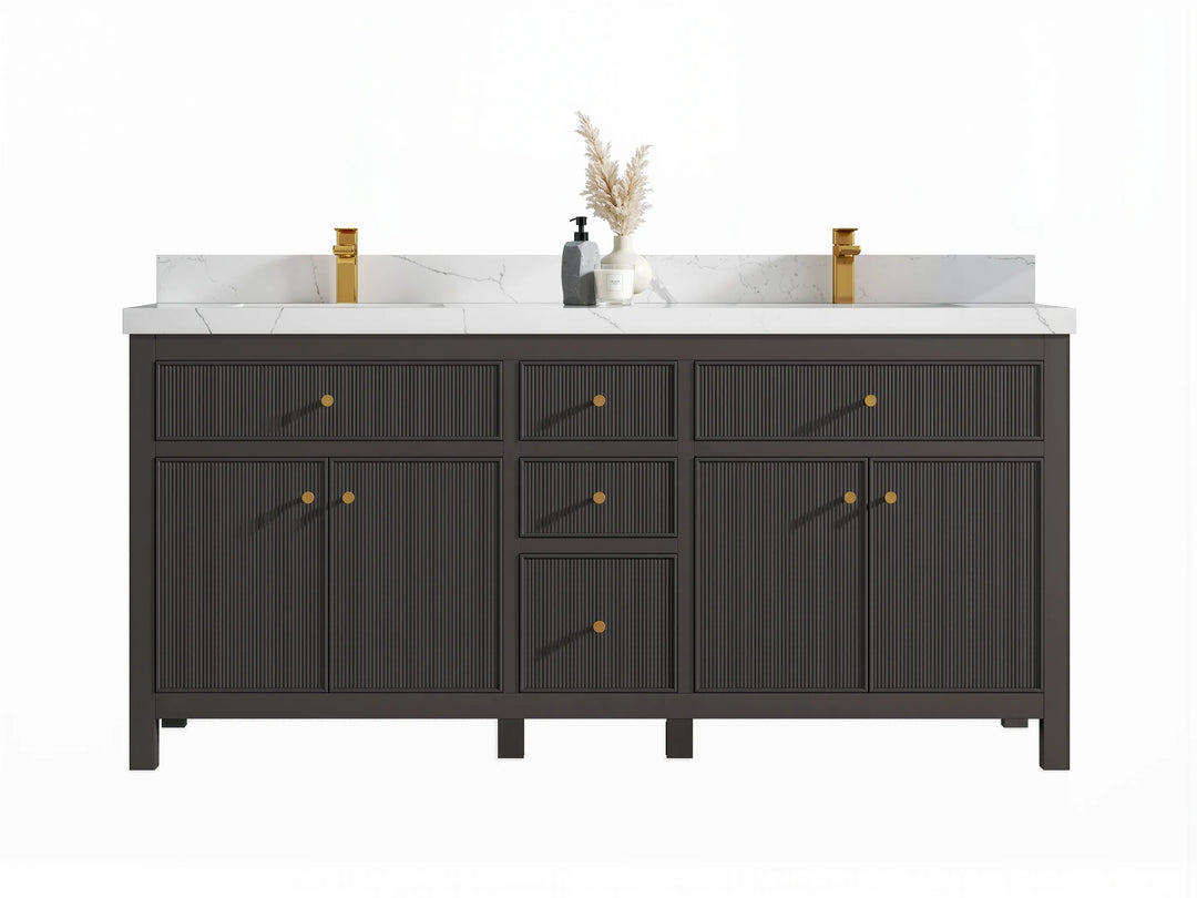 Sonoma 72 in W x 22 in D Free Standing Reeded Double Sink Bathroom Vanity | 
              
                Urbane Bronze
                
                  
             - SON_URB_WHQZ_72D - photo №1