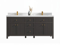 Sonoma 72 in W x 22 in D Free Standing Reeded Double Sink Bathroom Vanity - photo 1