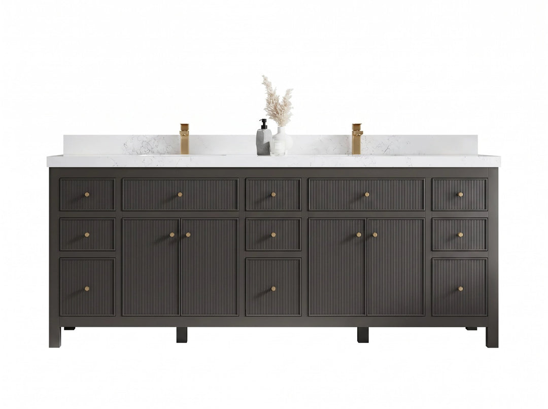 Sonoma 84 in W x 22 in D Free Standing Reeded Double Sink Bathroom Vanity | 
              
                Urbane Bronze
                
                  
             - SON_URB_WHQZ_84D - photo №1