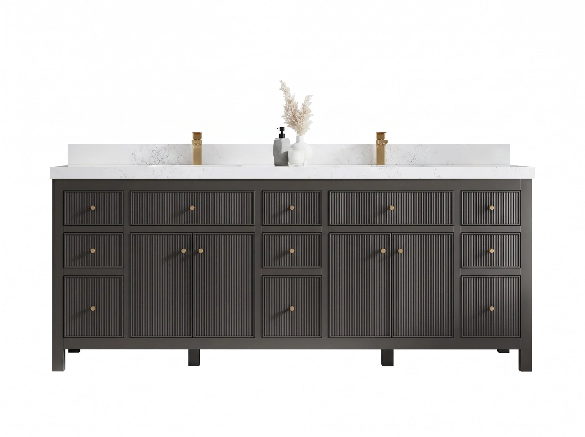 Sonoma 84 in W x 22 in D Free Standing Reeded Double Sink Bathroom Vanity