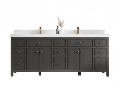 Sonoma 84 in W x 22 in D Free Standing Reeded Double Sink Bathroom Vanity
