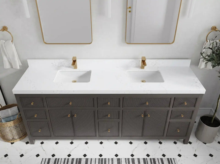 Sonoma 84 in W x 22 in D Free Standing Reeded Double Sink Bathroom Vanity - photo 2