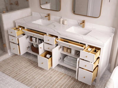 Sonoma 96 in W x 22 in D Free Standing Reeded Double Sink Bathroom Vanity