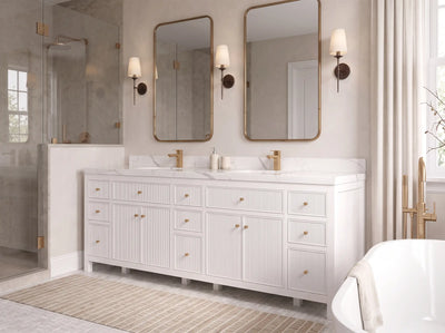 Sonoma 96 in W x 22 in D Free Standing Reeded Double Sink Bathroom Vanity