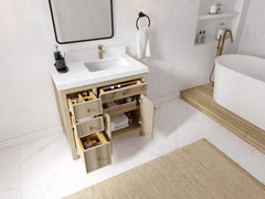 Sonoma White Oak 36 in. W x 22 in. D Right Offset Sink Reeded Bathroom Vanity - photo 3