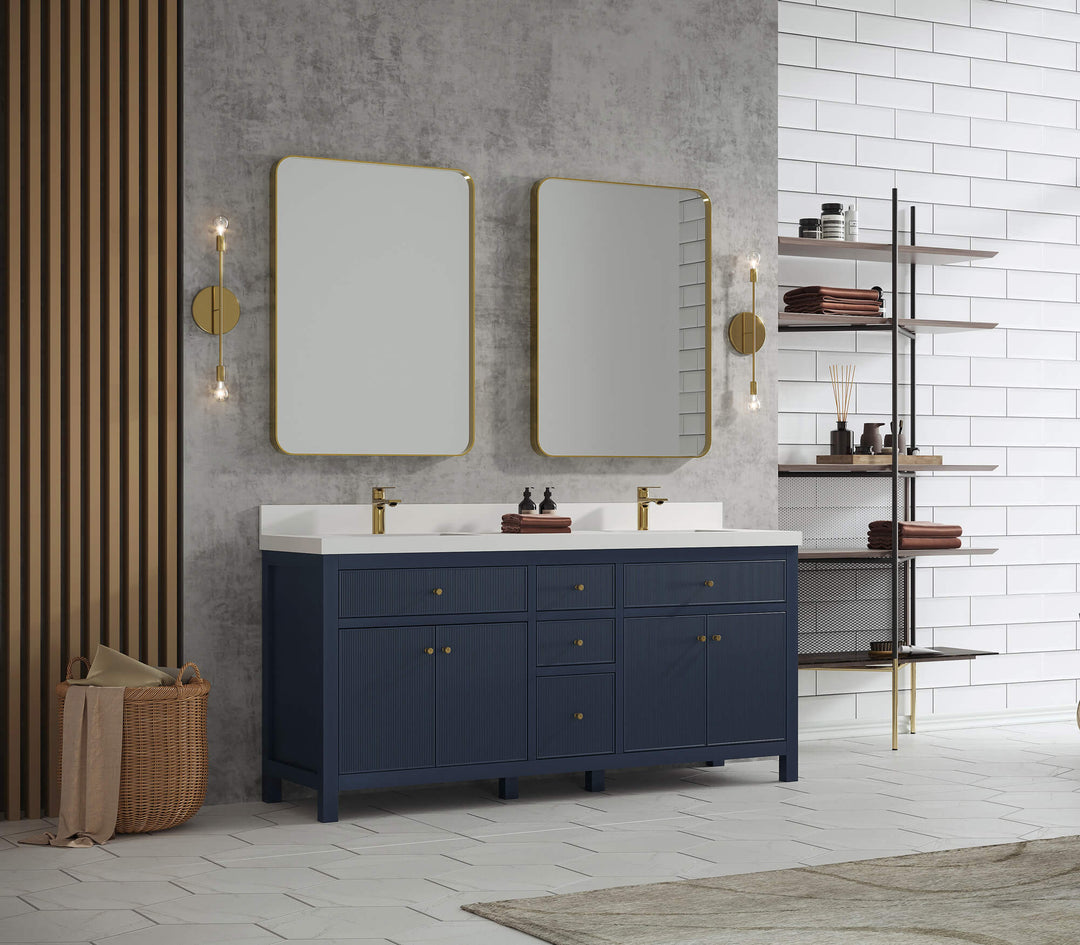 Sonoma 72 in W x 22 in D Free Standing Reeded Double Sink Bathroom Vanity