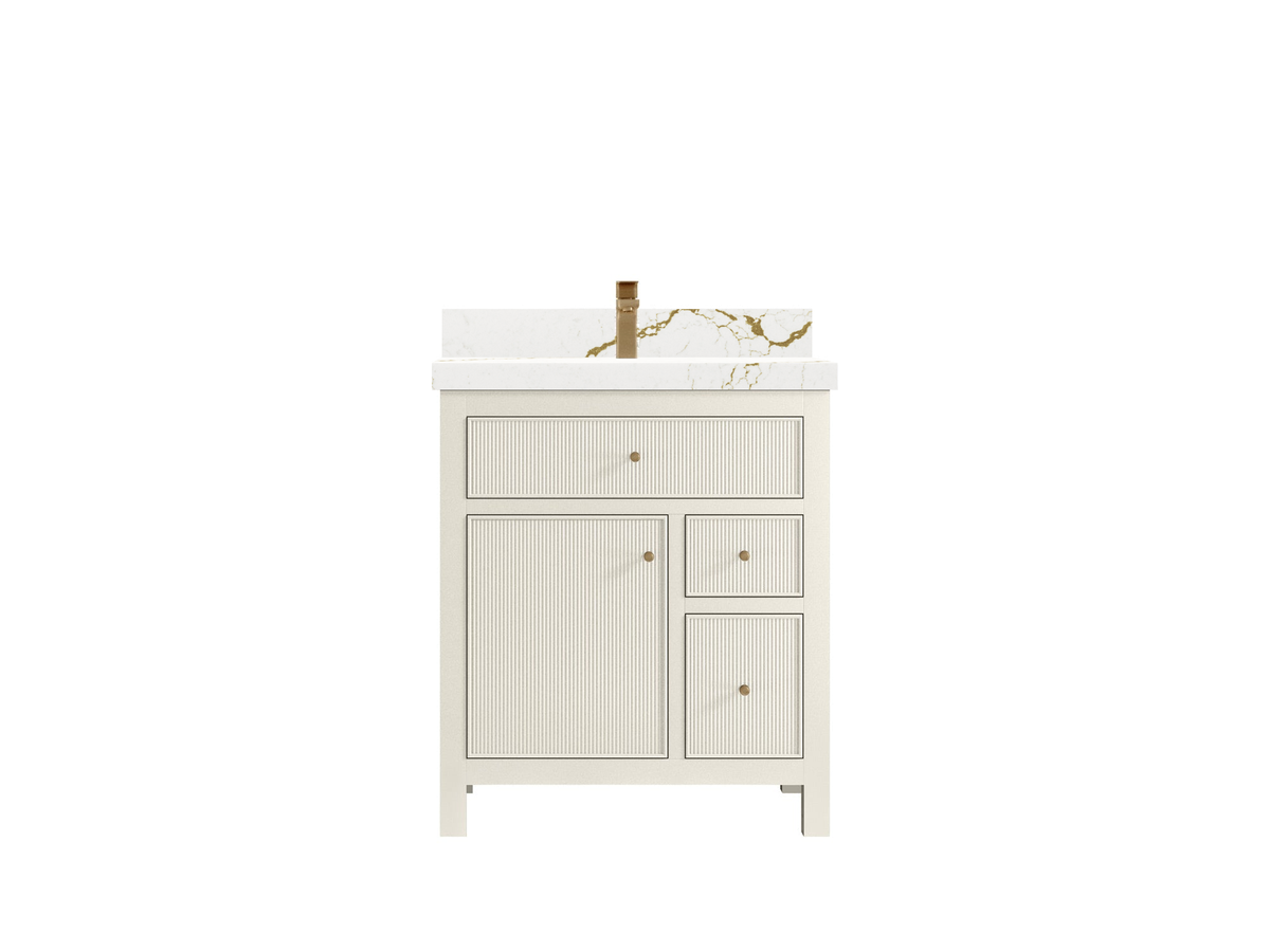 Sonoma 30 inch Alabaster vanity with Berkshire Brass Quartz — front view