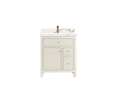 Sonoma 30 inch Alabaster vanity with Berkshire Brass Quartz — front view