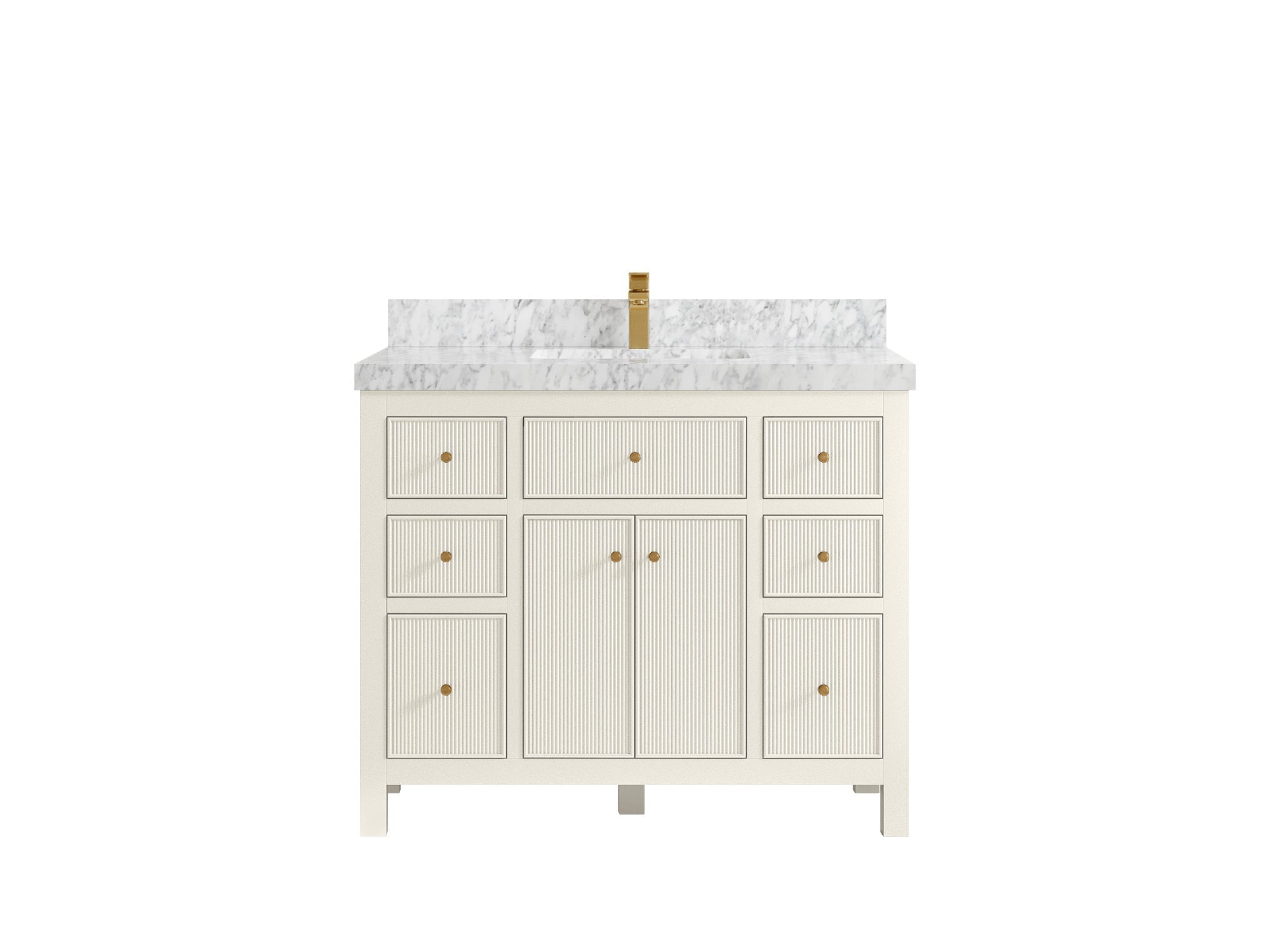 Sonoma 42 in. W x 22 in. D Single Sink Bathroom Vanity in Alabaster with 2 in. Carrara Marble Countertop