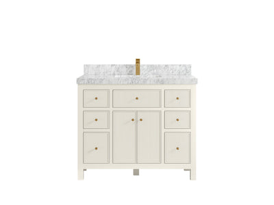 Sonoma 42 in. W x 22 in. D Single Sink Bathroom Vanity in Alabaster with 2 in. Carrara Marble Countertop