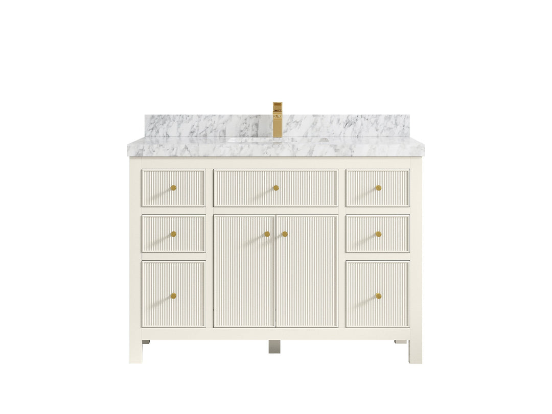 Sonoma 48 in. W x 22 in. D Single Sink Bathroom Vanity in Alabaster with 2 in. Carrara Marble Countertop
