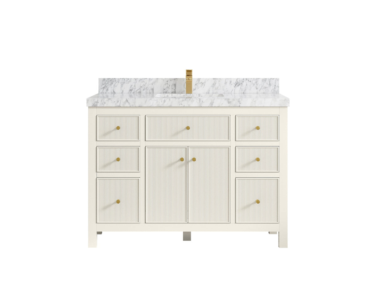 Sonoma 48 in. W x 22 in. D Single Sink Bathroom Vanity in Alabaster with 2 in. Carrara Marble Countertop