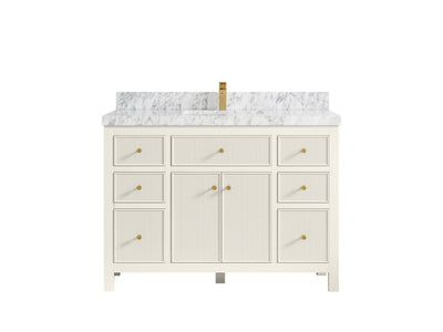 Sonoma 48 in. W x 22 in. D Single Sink Bathroom Vanity in Alabaster with 2 in. Carrara Marble Countertop