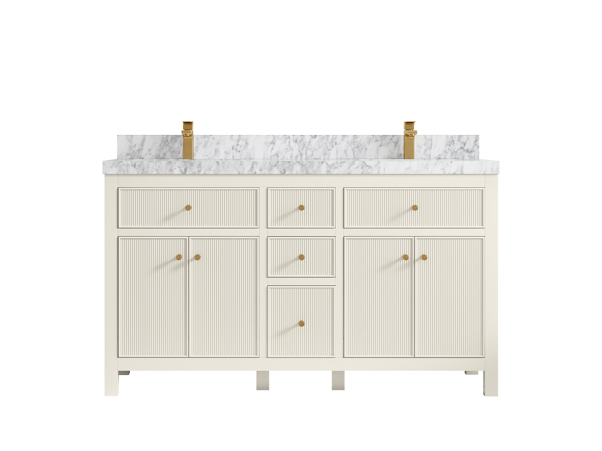 Sonoma 60 in W x 22 in D Free Standing Reeded Double Sink Bathroom Vanity