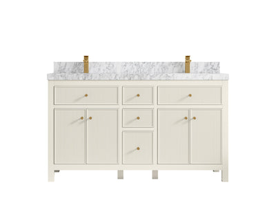 Sonoma 60 in W x 22 in D Free Standing Reeded Double Sink Bathroom Vanity