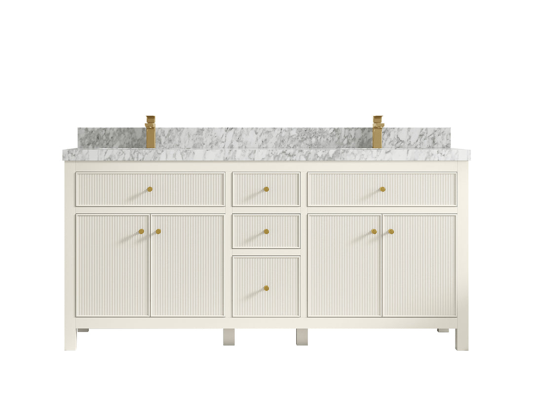 Sonoma 72 in W x 22 in D Free Standing Reeded Double Sink Bathroom Vanity