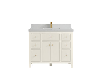 Sonoma 42 in. W x 22 in. D Single Sink Bathroom Vanity in Alabaster with 2 in. Carrara Quartz Countertop