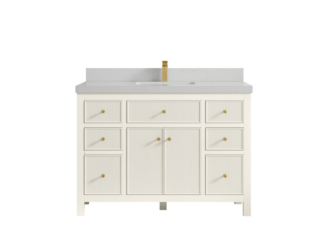 Sonoma 48 in. W x 22 in. D Single Sink Bathroom Vanity in Alabaster with 2 in. Carrara Quartz Countertop