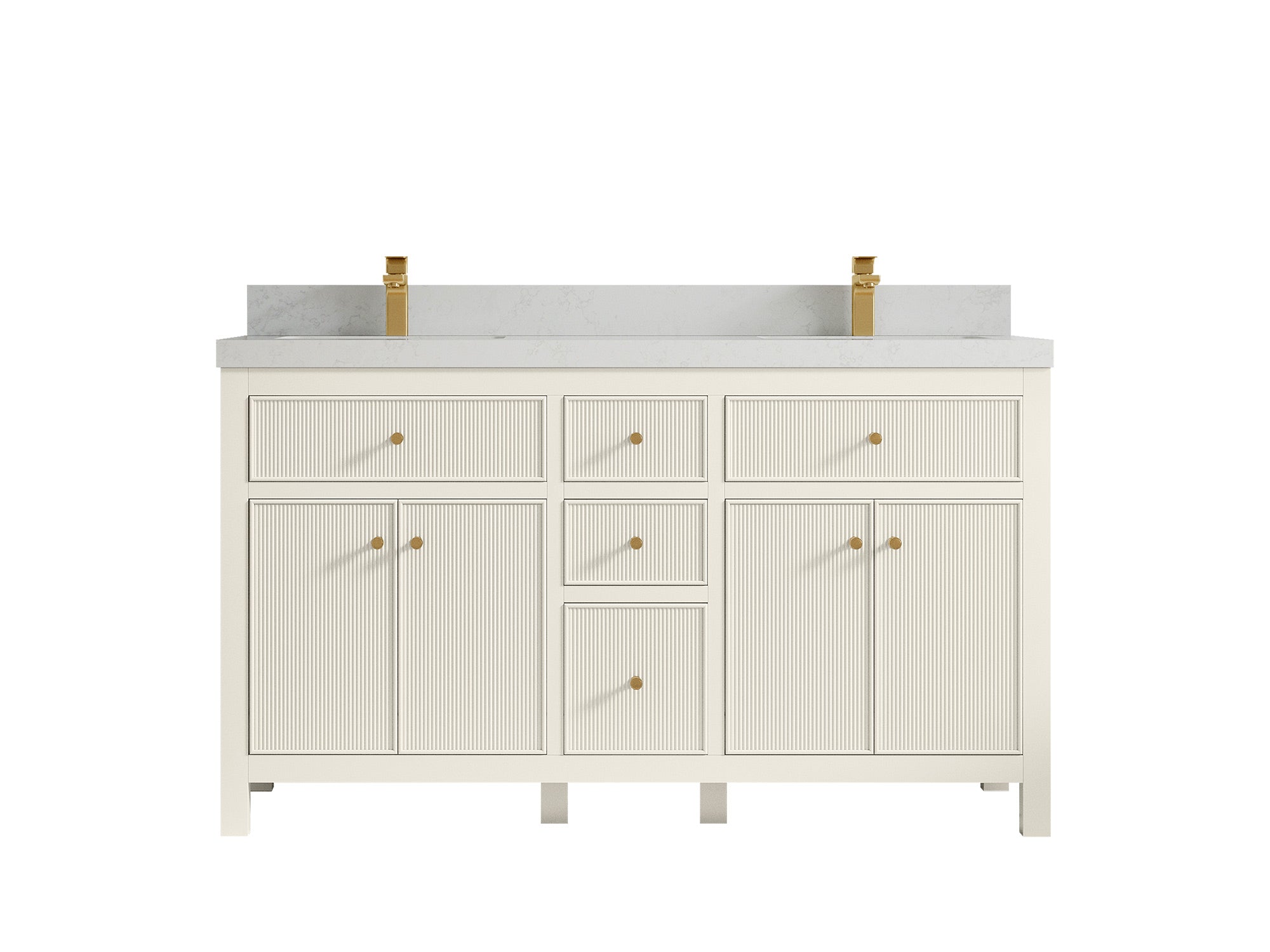 Sonoma 60 in W x 22 in D Free Standing Reeded Double Sink Bathroom Vanity