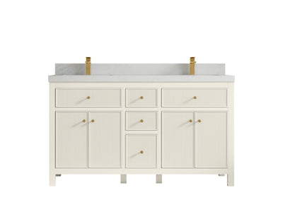 Sonoma 60 in W x 22 in D Free Standing Reeded Double Sink Bathroom Vanity