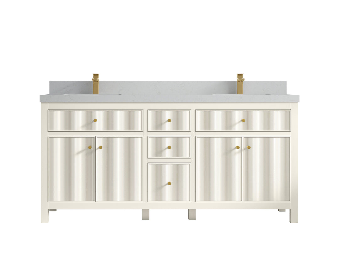 Sonoma 72 in W x 22 in D Free Standing Reeded Double Sink Bathroom Vanity