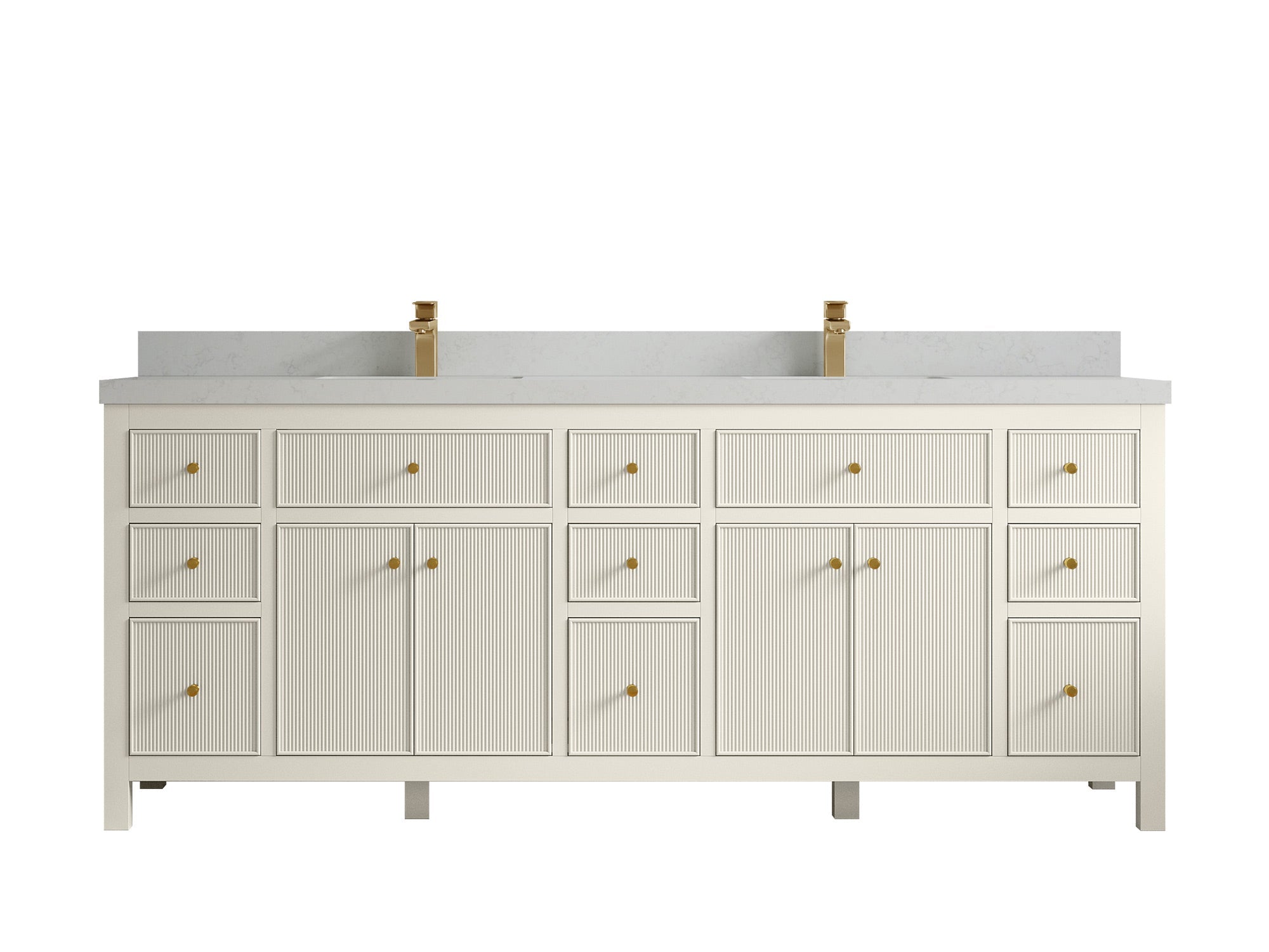 Sonoma 84 in W x 22 in D Free Standing Reeded Double Sink Bathroom Vanity