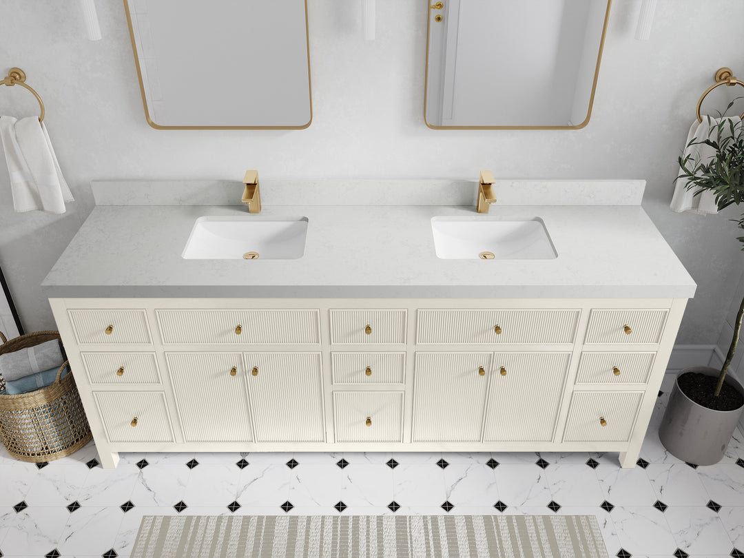 Sonoma 84 in W x 22 in D Free Standing Reeded Double Sink Bathroom Vanity