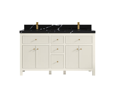 Sonoma 60 in W x 22 in D Free Standing Reeded Double Sink Bathroom Vanity