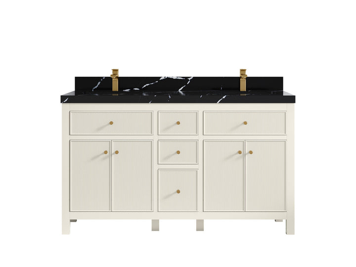 Sonoma 60 in W x 22 in D Free Standing Reeded Double Sink Bathroom Vanity - photo 9