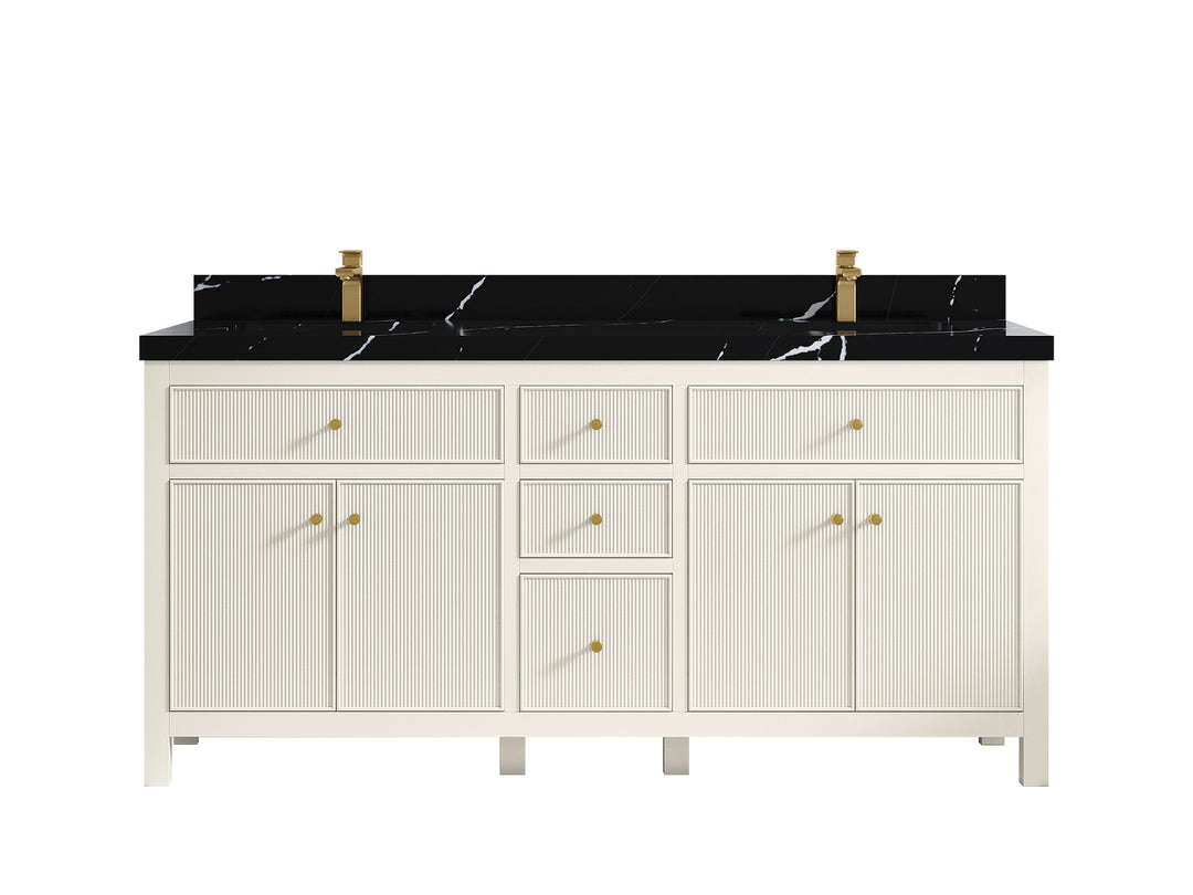 Sonoma 72 in W x 22 in D Free Standing Reeded Double Sink Bathroom Vanity