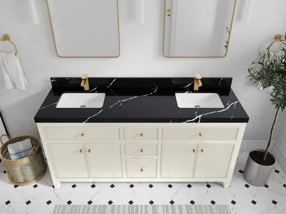 Sonoma 72 in W x 22 in D Free Standing Reeded Double Sink Bathroom Vanity