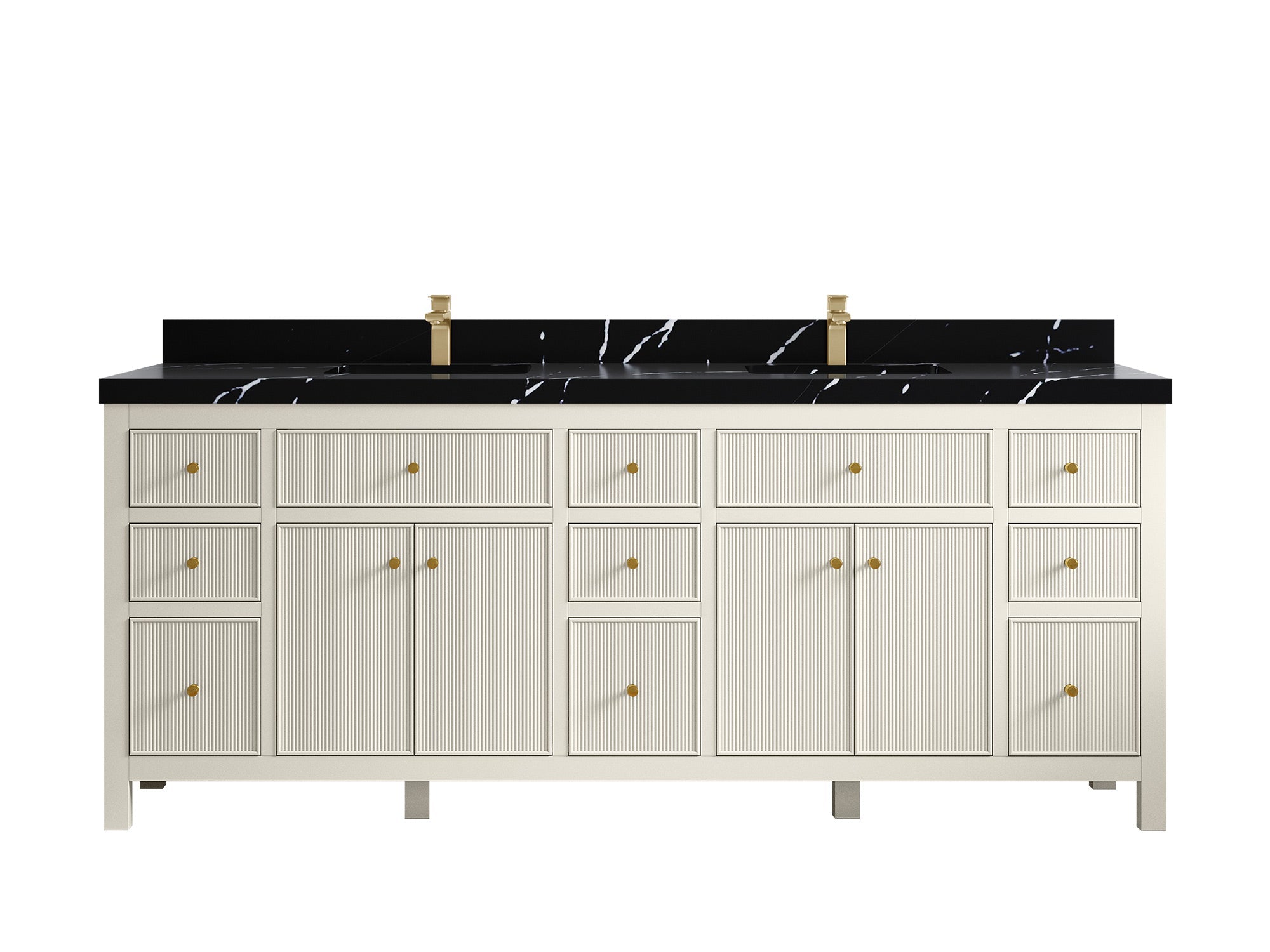 Sonoma 84 in W x 22 in D Free Standing Reeded Double Sink Bathroom Vanity