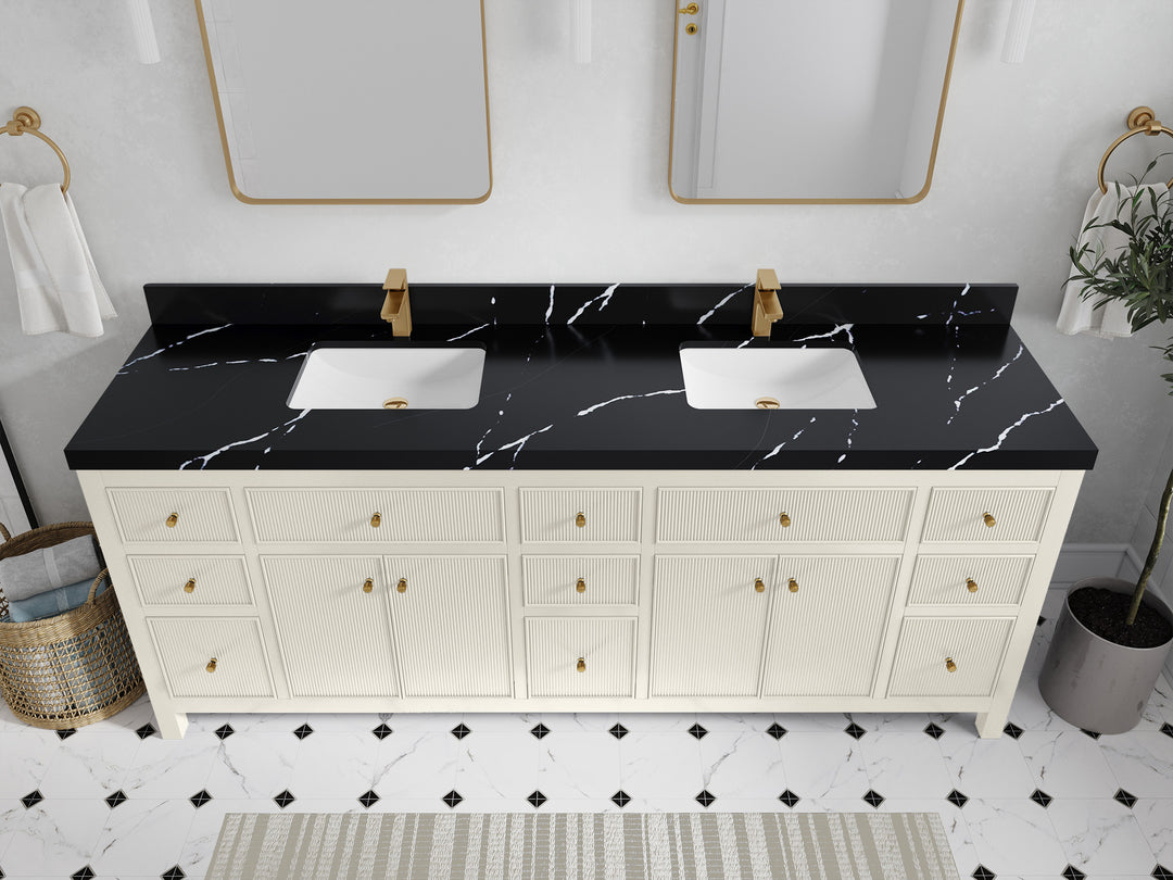 Sonoma 84 in W x 22 in D Free Standing Reeded Double Sink Bathroom Vanity