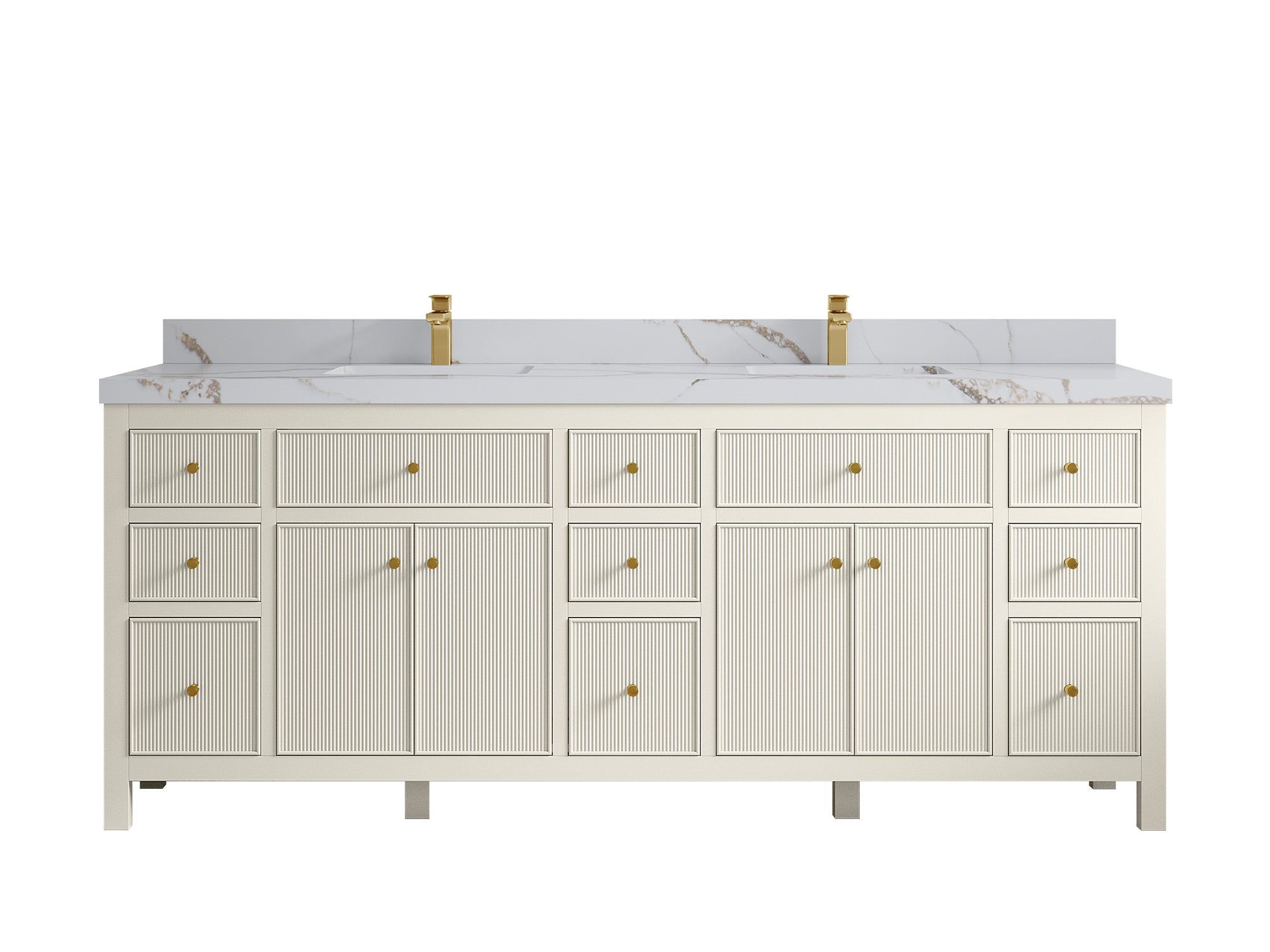 Sonoma 84 in W x 22 in D Free Standing Reeded Double Sink Bathroom Vanity