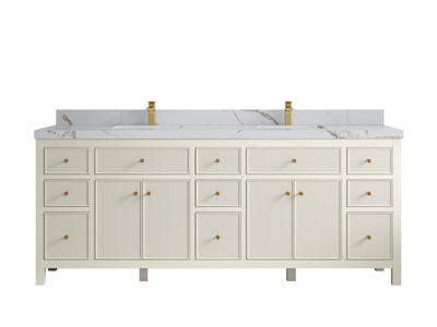 Sonoma 84 in W x 22 in D Free Standing Reeded Double Sink Bathroom Vanity