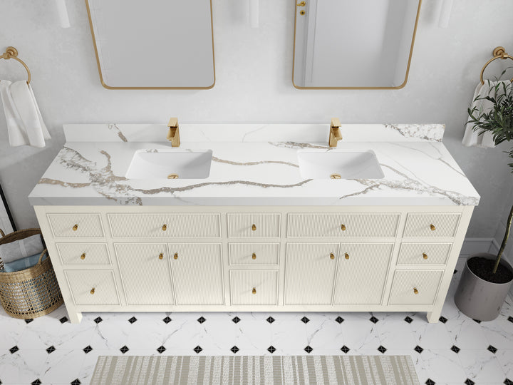 Sonoma 84 in W x 22 in D Free Standing Reeded Double Sink Bathroom Vanity - photo 10