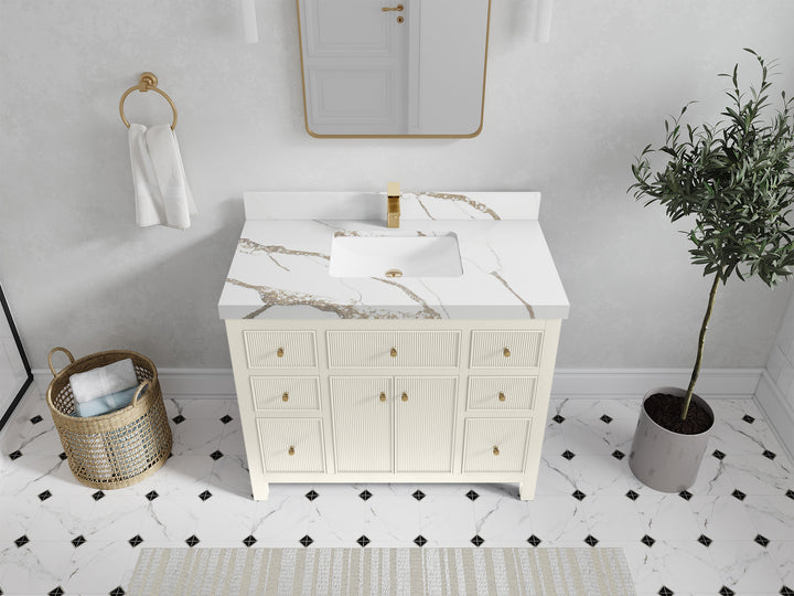 Sonoma 42 in W x 22 in D Free Standing Reeded Single Sink Bathroom Vanity - photo 10
