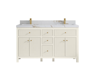 Sonoma 60 in W x 22 in D Free Standing Reeded Double Sink Bathroom Vanity