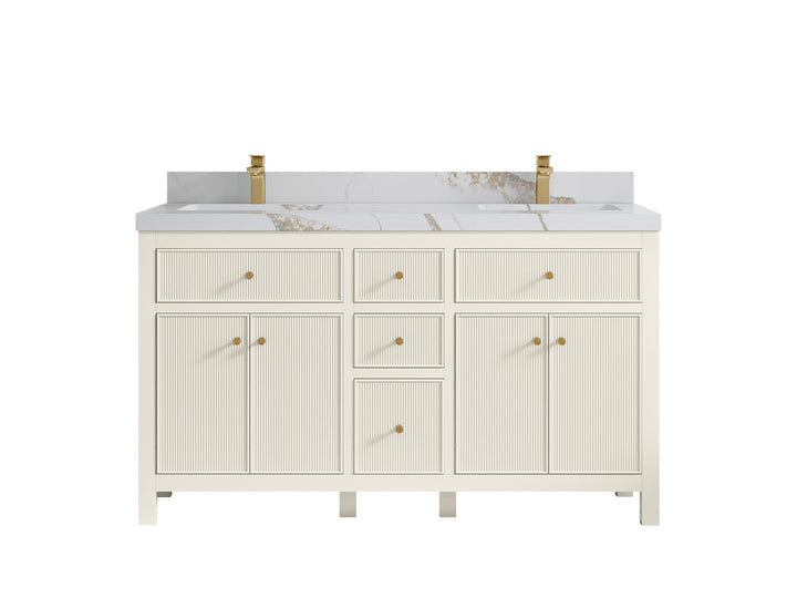 Sonoma 60 in W x 22 in D Free Standing Reeded Double Sink Bathroom Vanity - photo 11
