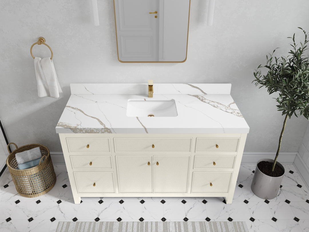 Sonoma 60 in W x 22 in D Free Standing Reeded Single Sink Bathroom Vanity