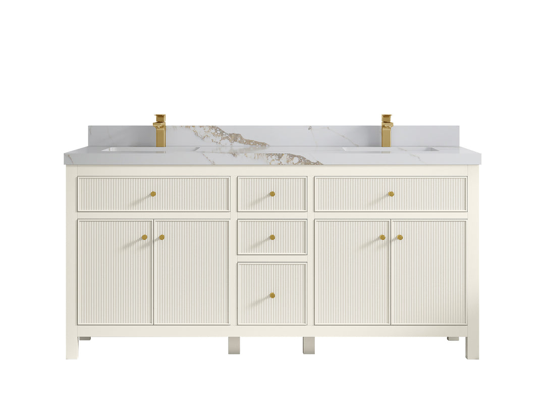Sonoma 72 in W x 22 in D Free Standing Reeded Double Sink Bathroom Vanity