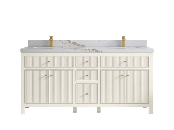 Sonoma 72 in W x 22 in D Free Standing Reeded Double Sink Bathroom Vanity - photo 11