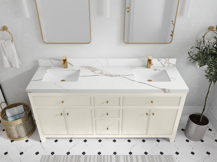 Sonoma 72 in W x 22 in D Free Standing Reeded Double Sink Bathroom Vanity - photo 10