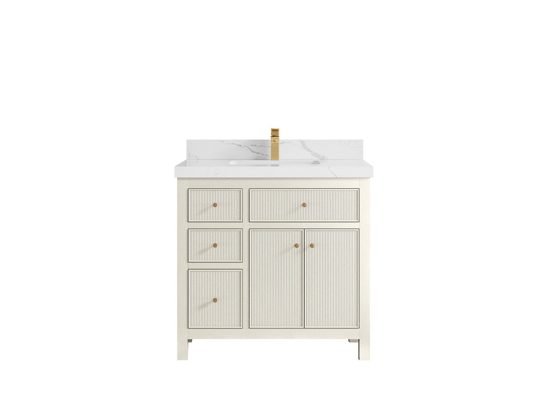 Sonoma 36 in. W x 22 in. D with Center Sink Bathroom Vanity | 
              
                Alabaster
                
                  
             - SON_ALB_CA_GL_36CR - photo №1