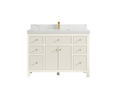 Sonoma 48 in. W x 22 in. D Single Sink Bathroom Vanity in Alabaster with 2 in. Calacatta Laza Quartz Countertop