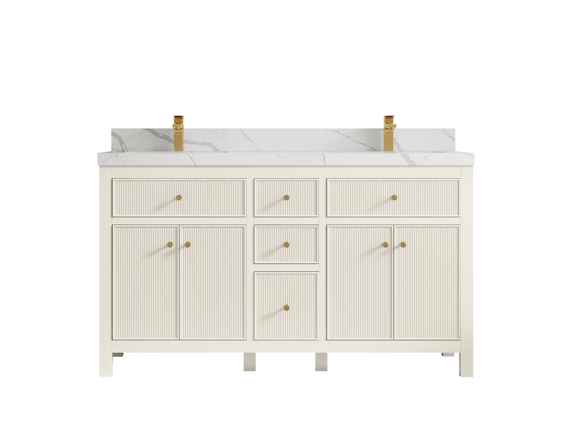 Sonoma 60 in W x 22 in D Free Standing Reeded Double Sink Bathroom Vanity
