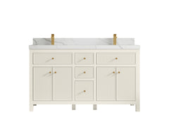 Sonoma 60 in W x 22 in D Free Standing Reeded Double Sink Bathroom Vanity - photo 13