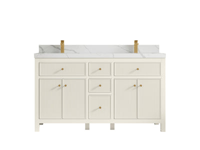 Sonoma 60 in W x 22 in D Free Standing Reeded Double Sink Bathroom Vanity
